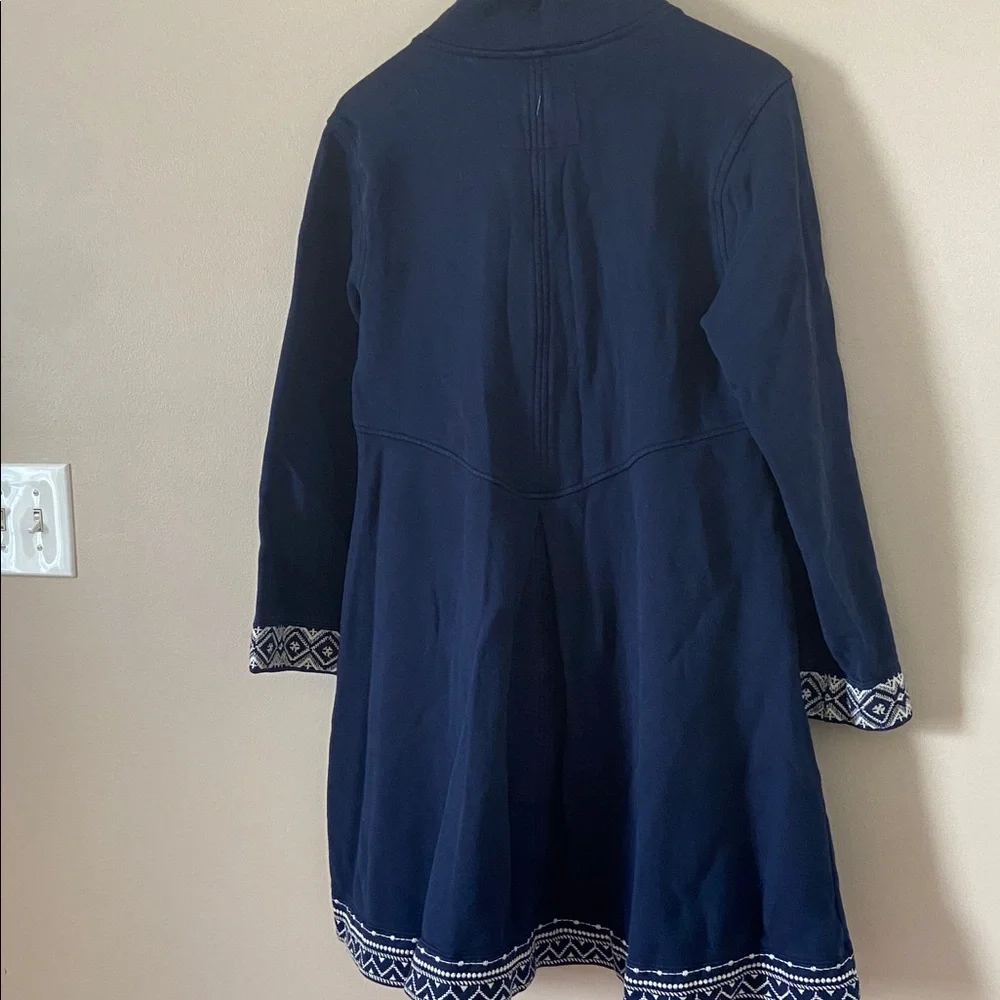 Johnny Was Floral Embroidered Cross Stitched Navy Cotton Military Jacket Medium - Picture 9 of 12